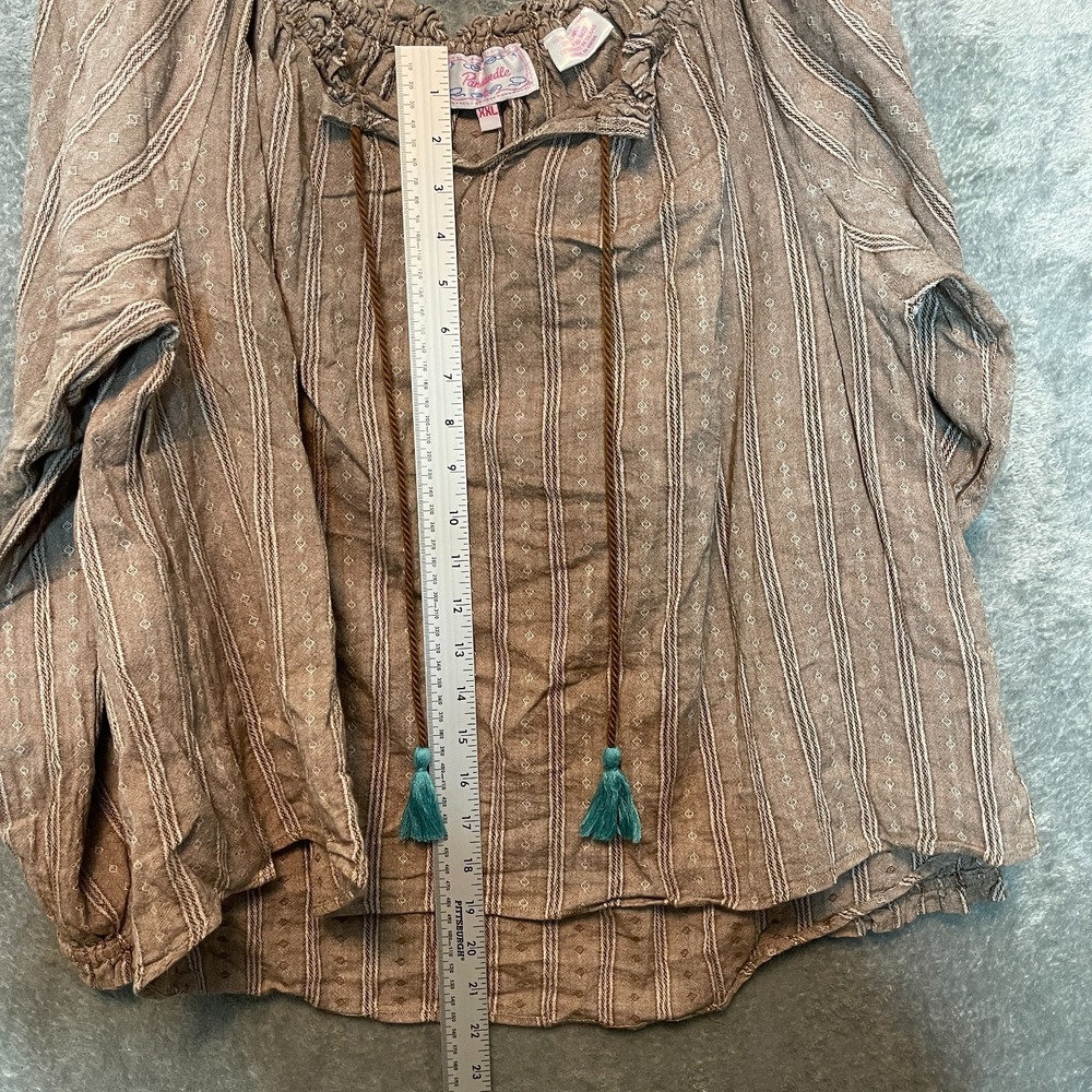 Panhandle Women Flowy Peasant Blouse 2XL Western Boho Country Cowgirl Tassels - Picture 9 of 11